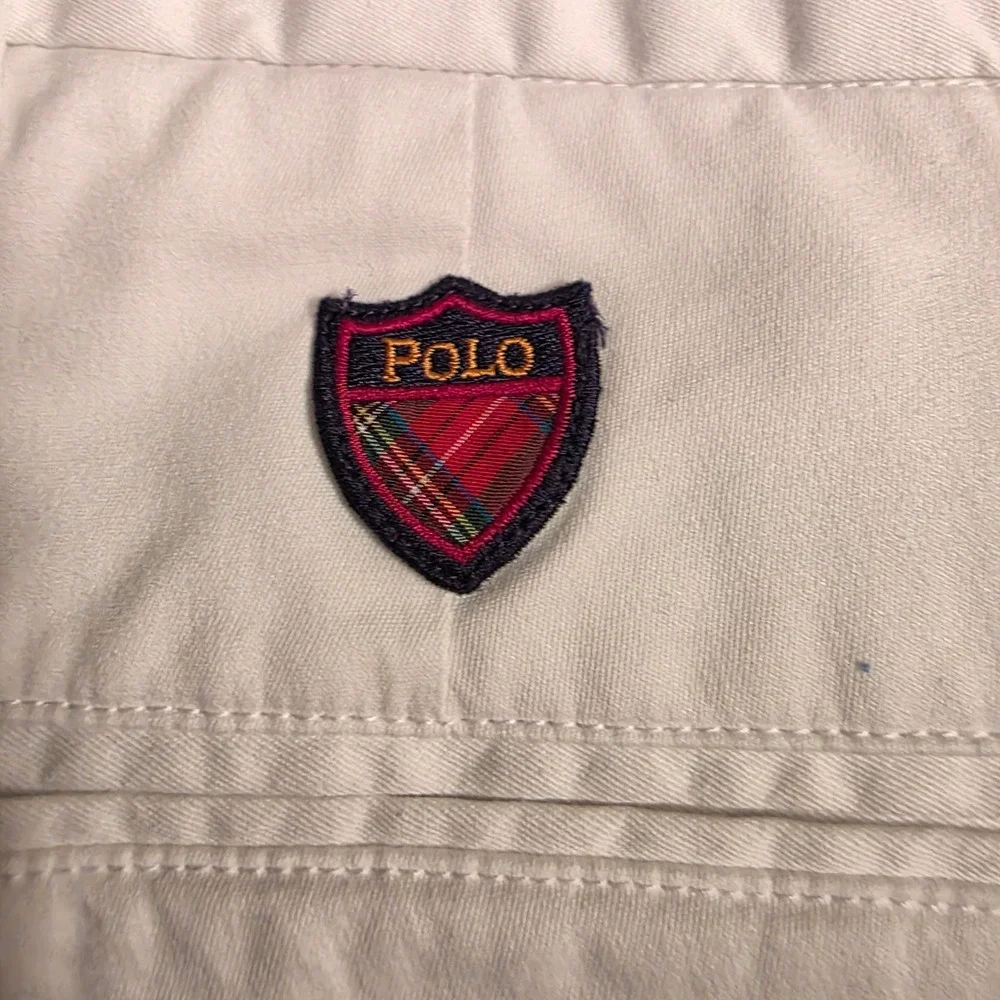 Polo Golf Ralph Lauren Mens White Cotton Twill Stretch Short Size 32 Plaid Crest